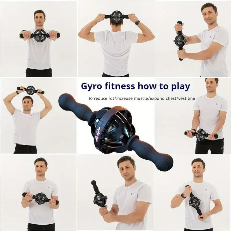 1pc Black Gyro Fitness Trainer Stainless Steel Core Wrist Forearm Exerciser With Pull Rope, Fit, Non Electric Handheld Fitness Equipment For Home Use, Enhances Muscle & Reduces, Gym Accessories
