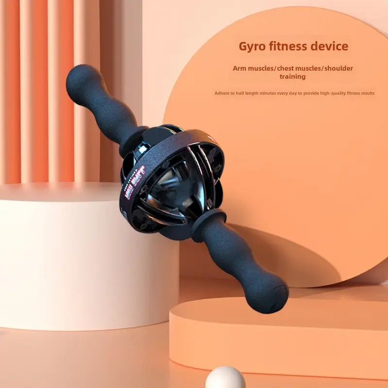 1pc Black Gyro Fitness Trainer Stainless Steel Core Wrist Forearm Exerciser With Pull Rope, Fit, Non Electric Handheld Fitness Equipment For Home Use, Enhances Muscle & Reduces, Gym Accessories