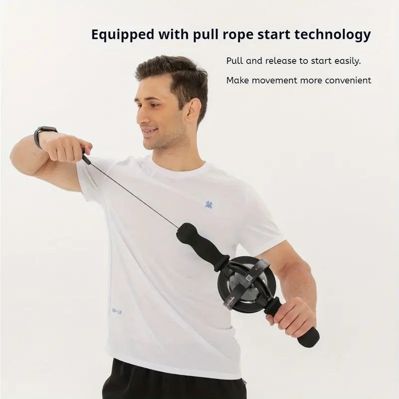 1pc Black Gyro Fitness Trainer Stainless Steel Core Wrist Forearm Exerciser With Pull Rope, Fit, Non Electric Handheld Fitness Equipment For Home Use, Enhances Muscle & Reduces, Gym Accessories