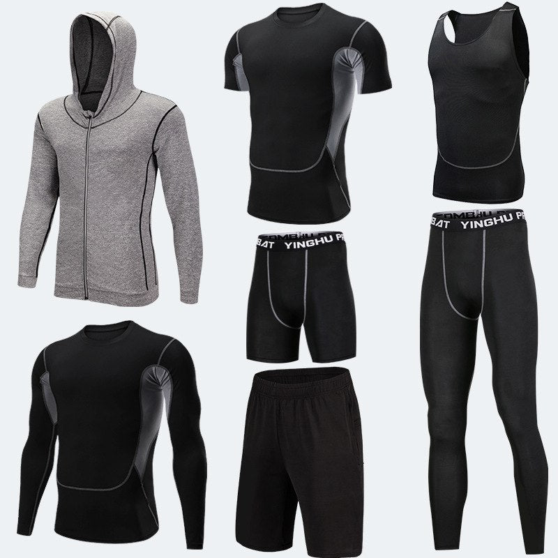 Running Workout Clothes Men 7pcs / sets Compression Running Basketball Games Jogging Tights set of underwear Gym Fitness sports sets
