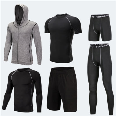 Running Workout Clothes Men 7pcs / sets Compression Running Basketball Games Jogging Tights set of underwear Gym Fitness sports sets