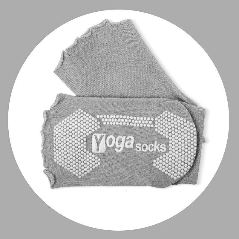 1pair Women Yoga Socks Anti-slip Five Fingers Backless Cotton Silicone Non-slip 5 Toe Winter Female Ballet Gym Foot Care Socks