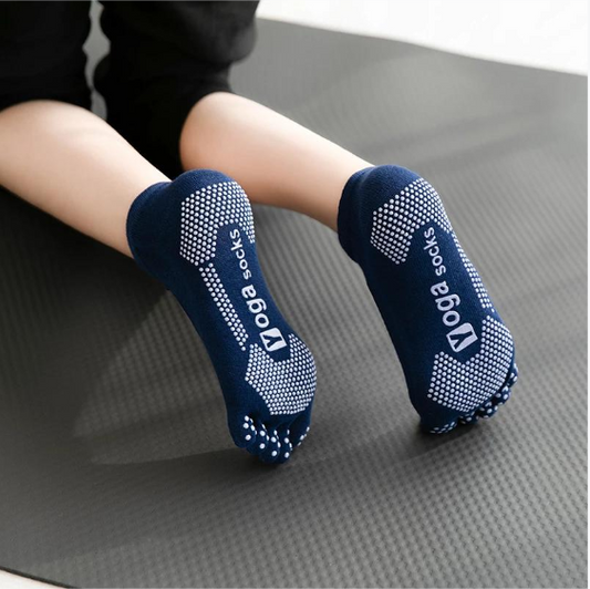 1pair Women Yoga Socks Anti-slip Five Fingers Backless Cotton Silicone Non-slip 5 Toe Winter Female Ballet Gym Foot Care Socks